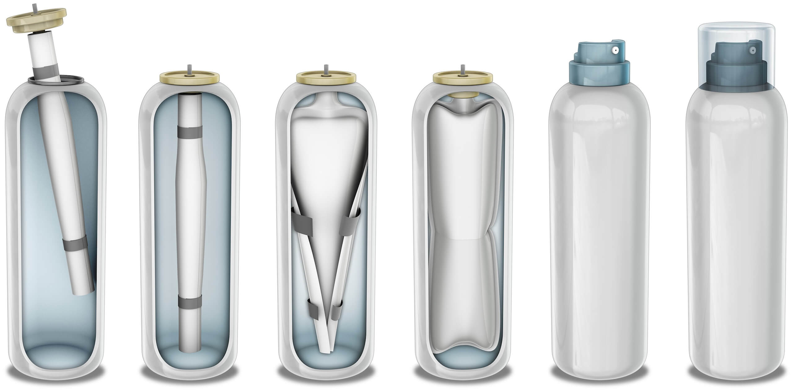 Stages of the Bag-on-Valve aerosol production process